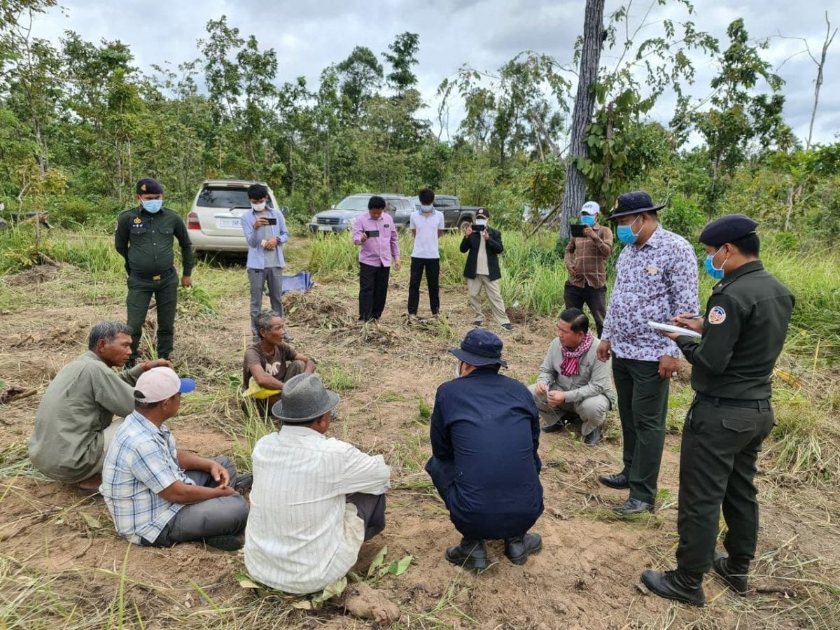 Kratie authorities investigate potential land clearing in the province on December 2, in relation to which three journalists were charged for extortion. Supplies