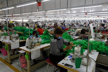 Garment factories like this supplier in Kandal provided a central pillar for Cambodia's economic growth before the pandemic, December 2018. CamboJA/ Pring Samrang