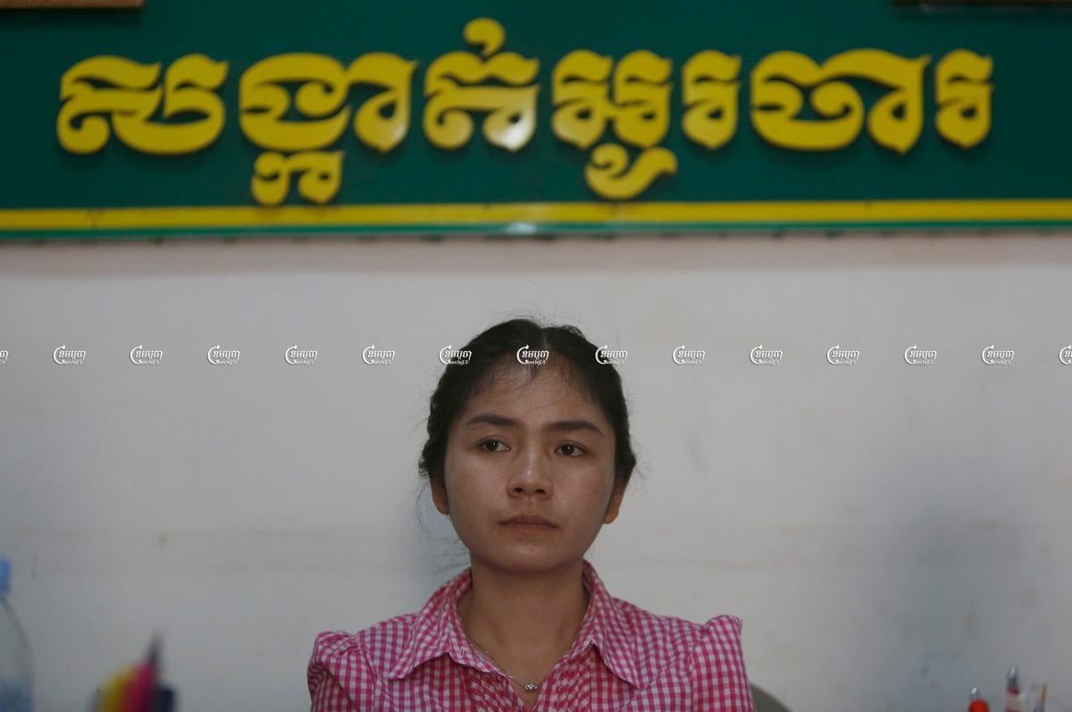 Sin Chan Pov Rozeth, the former chief of O'Cha commune in Battambang province, told CamboJA women face several barriers to political activity. A member of the CNRP before the party was forcibly dissolved, she is pictured here in her office on October 11, 2017. CamboJA/ Pring Samrang