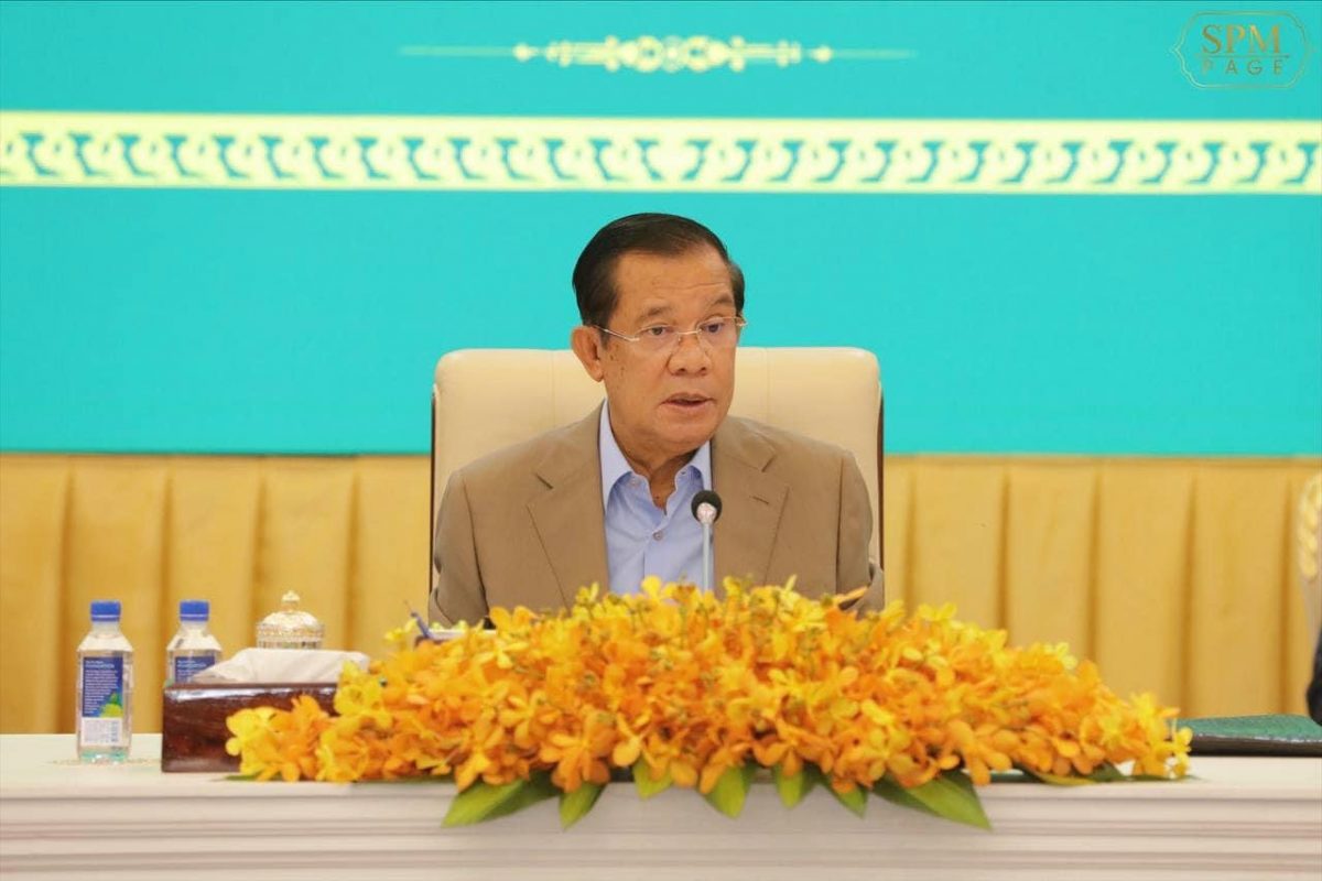 Prime Minister Hun Sen speaks at the start of the 6-12 year-old vaccination campaign at the Peace Palace on September 17, 2021, photo posted on his Facebook page.