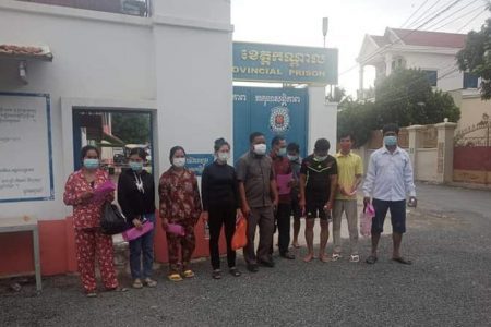 Nine villagers from Kandal province who were arrested while protesting against a new airport were released on bail on Monday evening. Photo Supplied