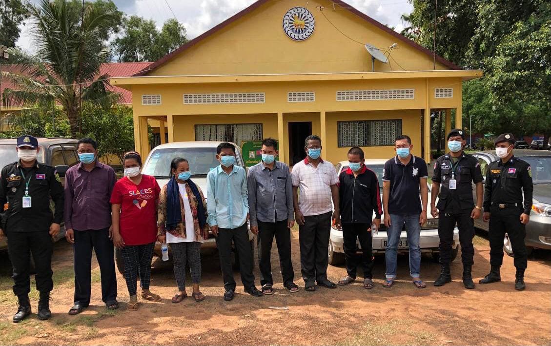 Eight journalists were convicted Thursday of extortion and sentenced to imprisonment after taking photos in a private area of a timber warehouse in June in Preah Vihear. Photo credited by The Association of Freedom for Cambodian Journalists