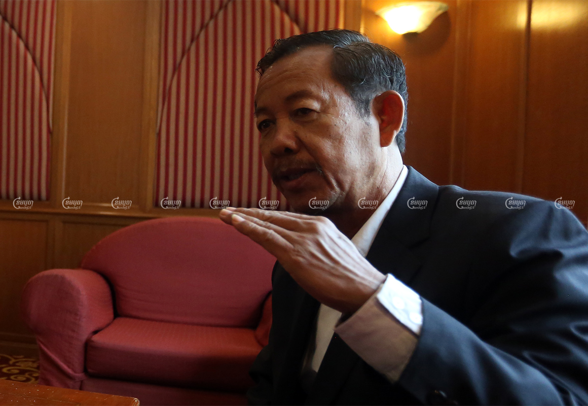 Union leader Rong Chhun speaks during an interview with CamboJA in Phnom Penh, November 24, 2021. CamboJA/ Pring Samrang
