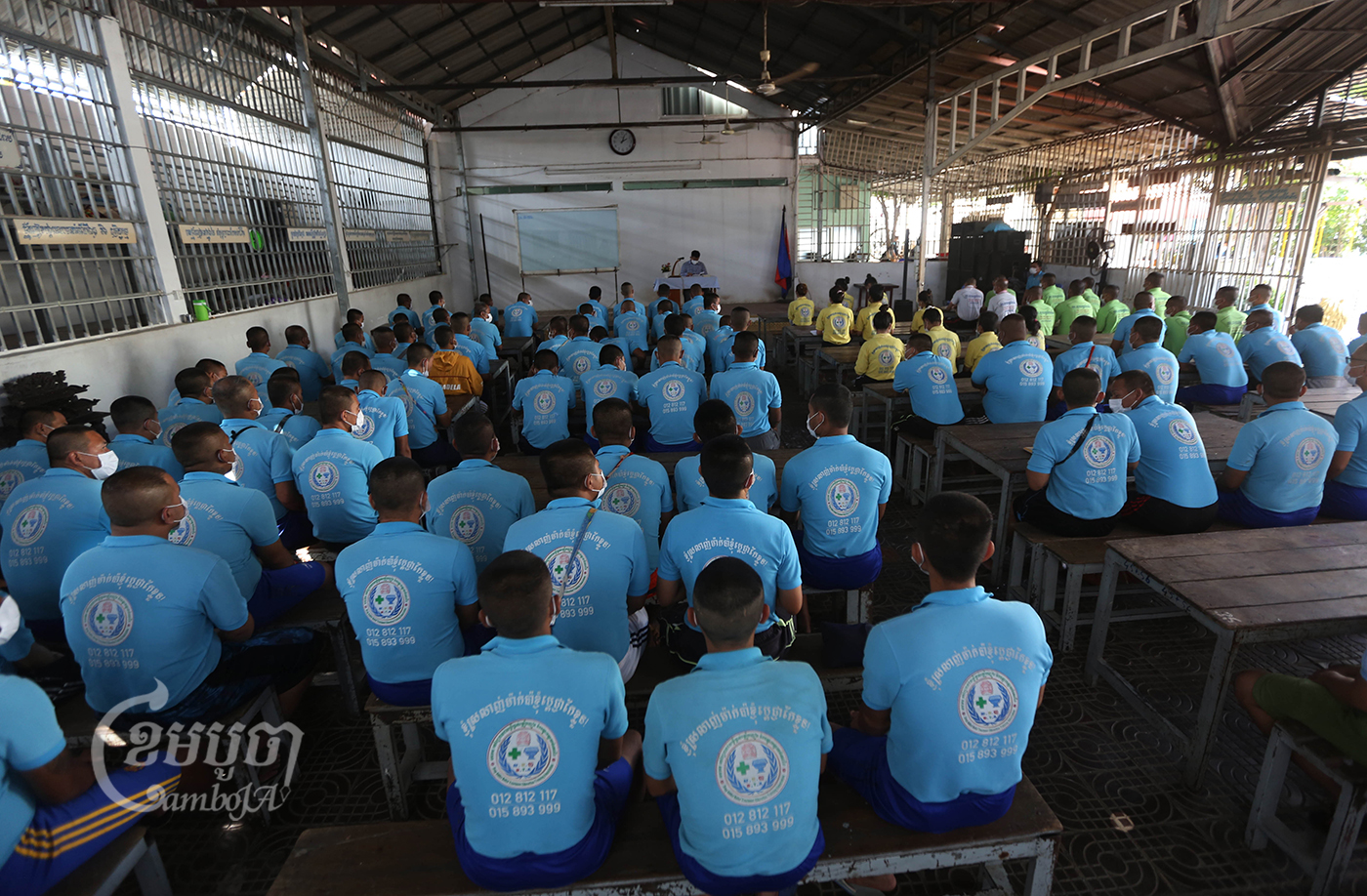 Patients take a class at a private drug rehabilitation center called the Drug Addict Relief Treatment Training Association in Phnom Penh, Picture taken February 4, 2022. CamboJA/ Pring Samrang