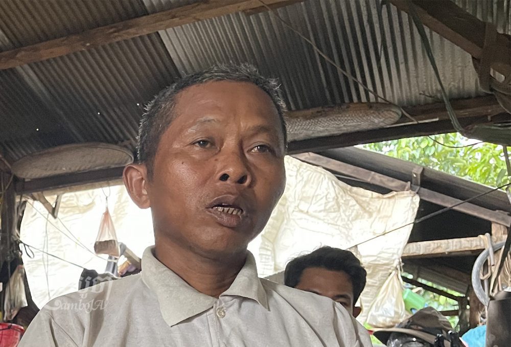 Nhem Sarom speaks to media during an interview at his home being elected Candlelight Party commune chief in Chamna Loeu commune, Kampong Thom province. Photo taken on June 8, 2022. CamboJA/ Sorn Sarath