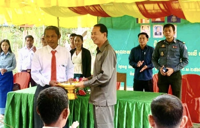 Nhem Sarom, a newly-elected Candlelight Party commune chief in Kampong Thom’s Chamna Leou commune was at a ceremony on July 4, 2022. Photo from Candlelight Party’s Facebook