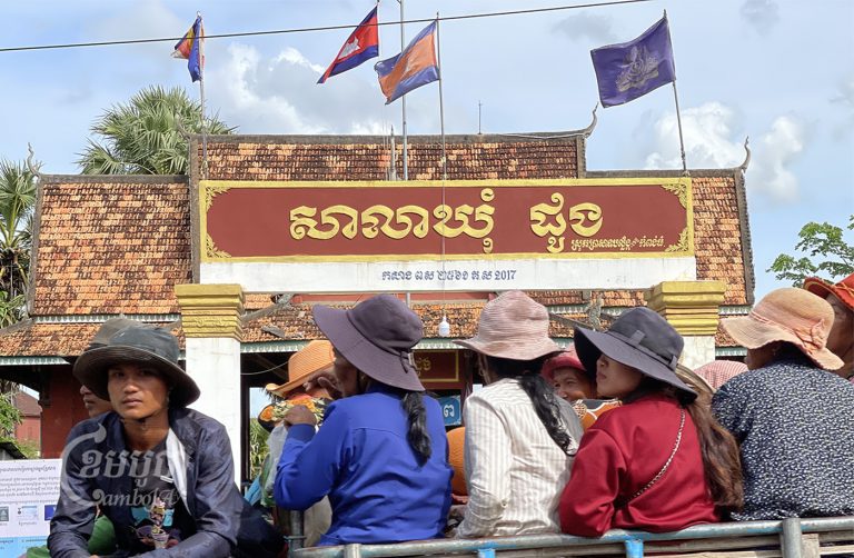Villagers drive past Doung Commune office of Kampong Thom province, June 8, 2022. CamboJA/ Sorn Sarath