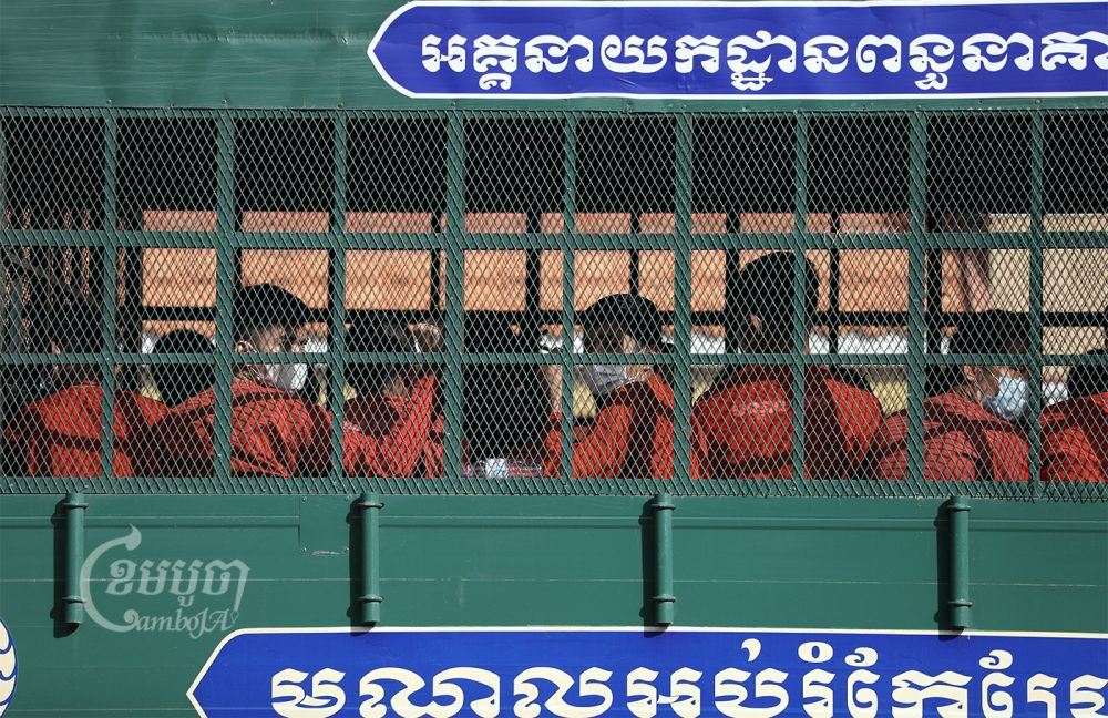 Three defendants of the nearly 40 former CNRP leaders and members accused of plotting against the government were transported to the Phnom Penh Municipal Court from prison on September 15, 2022. CamboJA/Pring Samrang