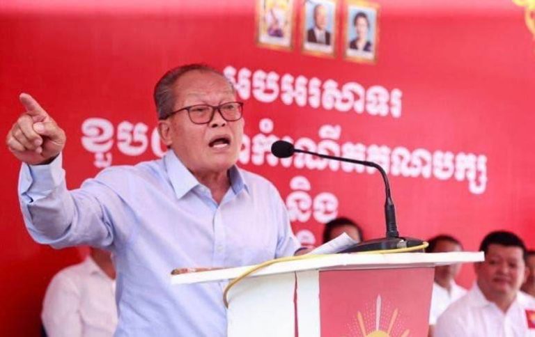Kong Korm, a former senior adviser to the outlawed opposition CNRP, speaks at an event, in a photo posted to his Facebook page in February 2022.