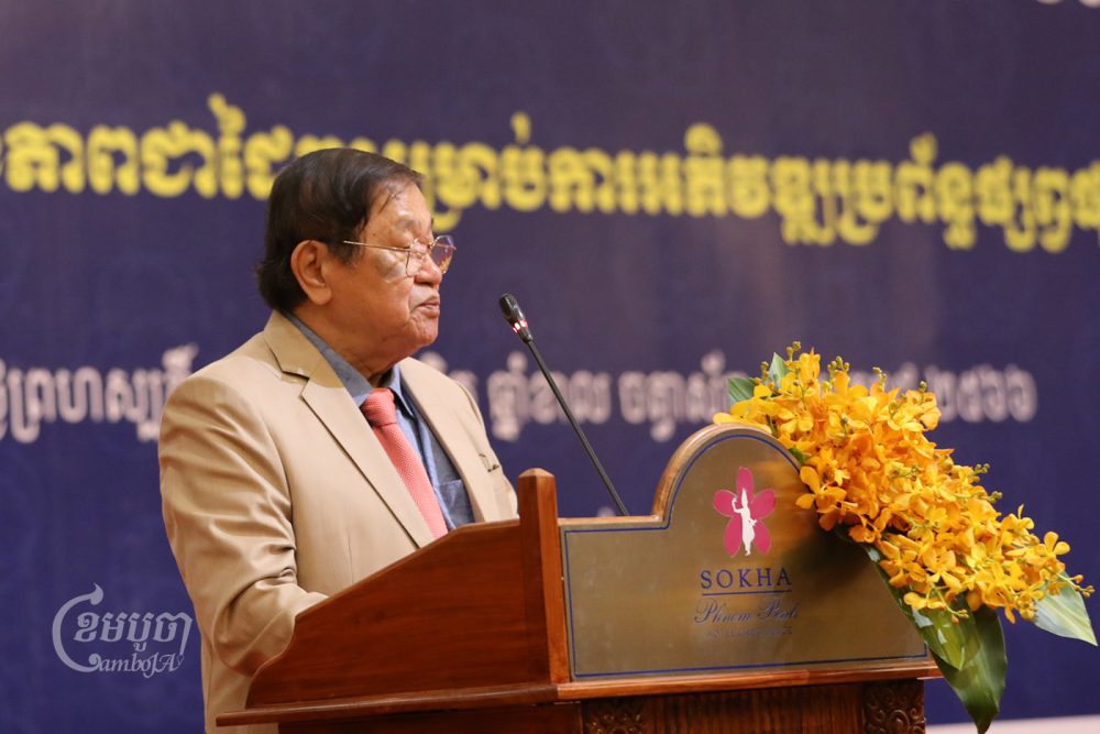 Information Minister Khieu Kanharith speaks at a media conference in Phnom Penh on October 27, 2022. CamboJA/Pring Samrang