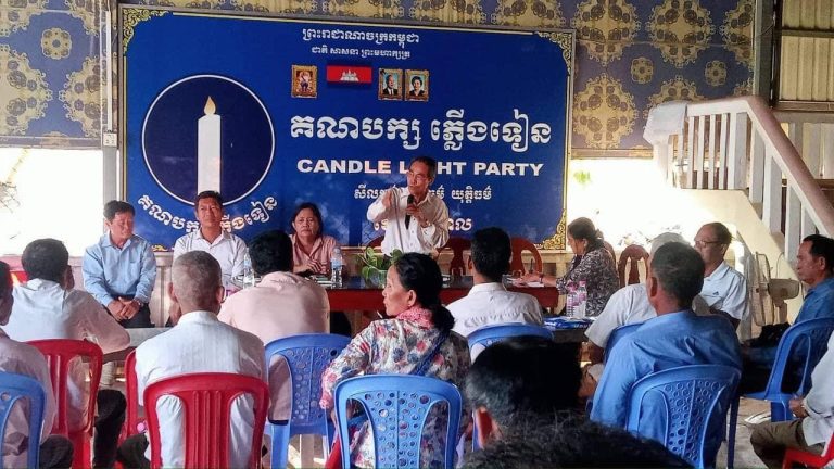 Members of Candlelight Party gather during a meeting in Kandal province on October 30, 2022. (Candlelight Party Facebook page)