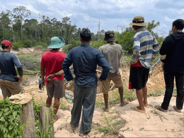 A photograph shared by Information Minister Khieu Kanharith shows the alleged area where a mining pit collapsed and killed four workers in Kampong Thom province on May 4, 2023. (Information Minister Khieu Kanharith’s Facebook)