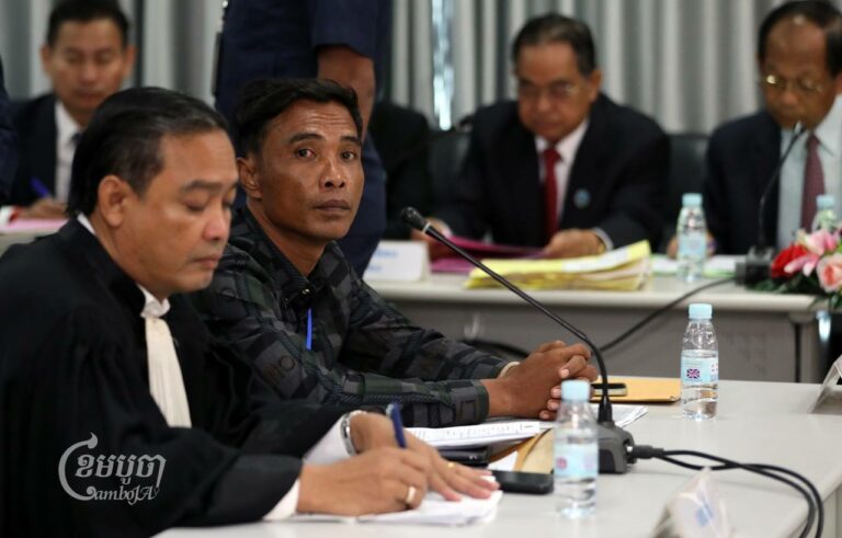 Candlelight official Ly Menghorn at his NEC hearing on July 17, 2023. (CamboJA/Pring Samrang)