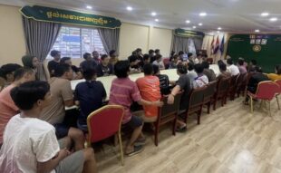 41 Indonesian citizens were repatriated to Indonesia from Cambodia in the last month, pictured here in a Cambodian Immigration Police office. (Ministry of Foreign Affairs of the Republic of Indonesia)