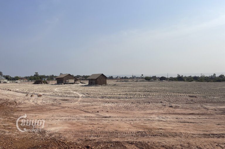 Buildings under construction at the Run Ta Ek relocation site on February 12, 2023. Cambodian authorities told UNESCO the site was “equipped” for thousands of relocated families who began arriving in late 2022. (CamboJA staff)