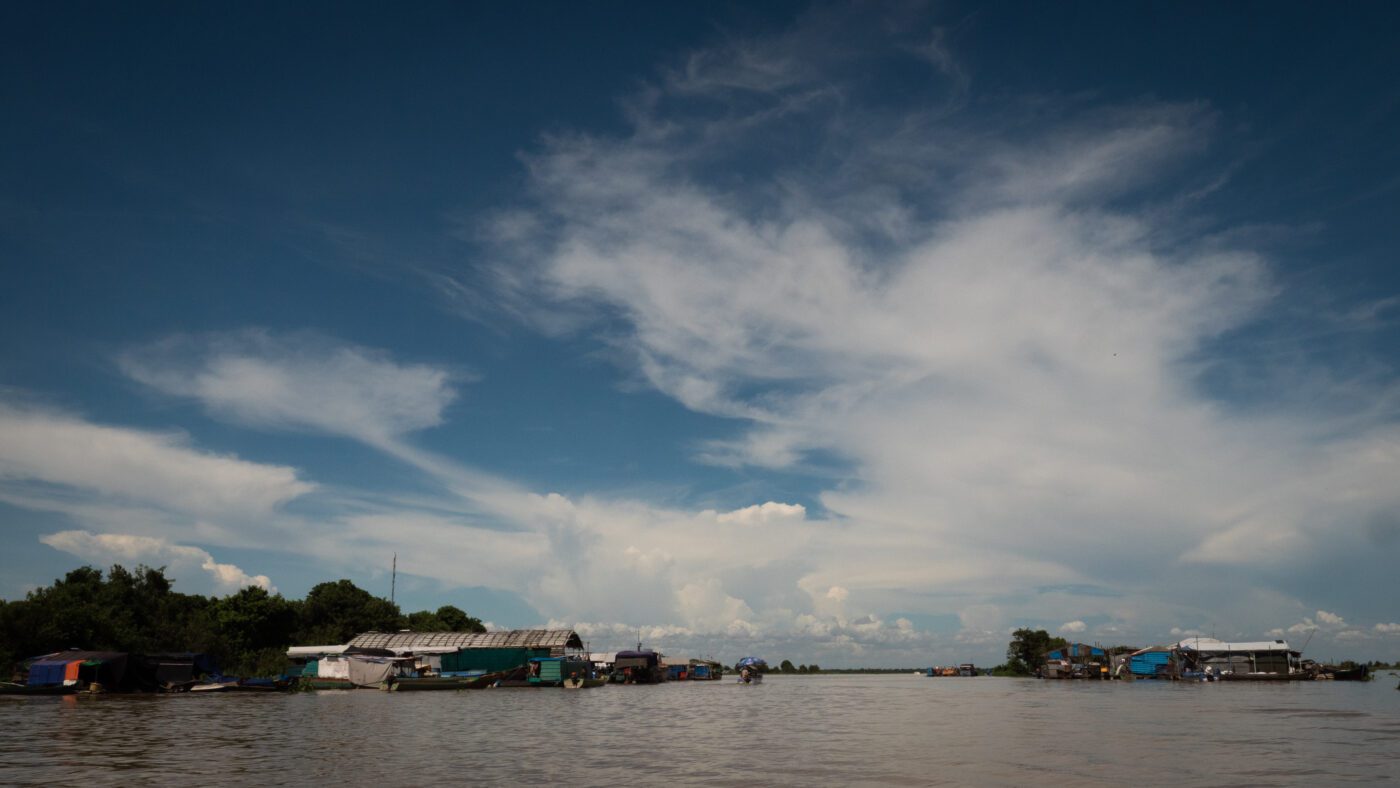 The former site of Chhnok Trou village on the Tonle Sap, where many residents have returned to raise fish and sell goods with the tacit approval of local authorities.