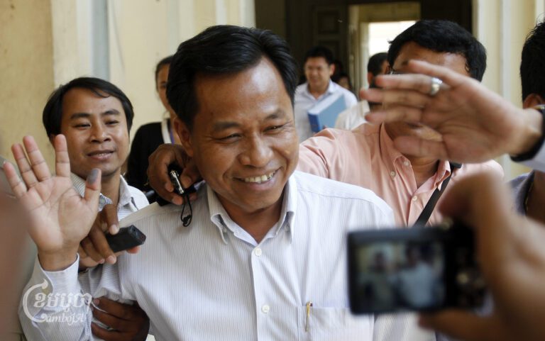Former Bavet governor Chhouk Bandith leaves court after an appeal hearing at the Court of Appeal in Phnom Penh on February 27, 2013. (CamboJA/ Pring Samrang)