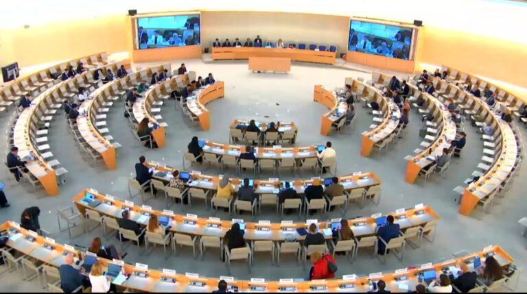 A screenshot of UN member states at the UN Human Rights Council’s universal periodic review of Cambodia on May 8, 2024.