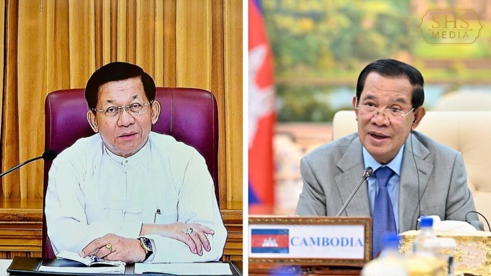 President of the Senate Hun Sen discusses election matters, ASEAN representation and Myanmar’s situation with Myanmar's military leader Min Aung Hlaing via video conference on May 7, 2024. (Hun Sen’s FB)