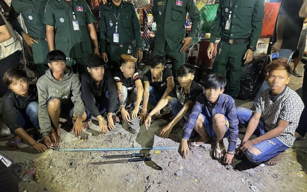 Phnom Penh municipal police raided a group of gangsters on May 24, 2024. (Hun Manet’s Facebook)