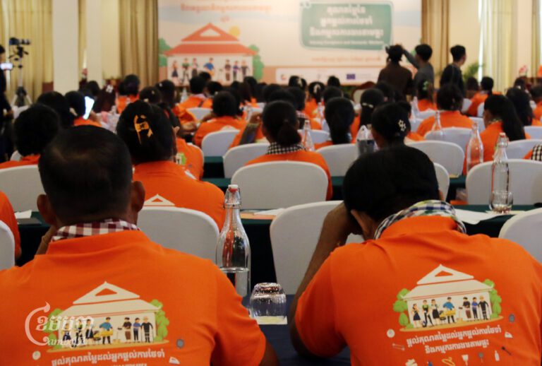 Domestic workers join the 13th International Domestic Workers’ Day celebration, themed “Valuing Care Givers and Domestic Workers”, on June 16, 2024, Phnom Penh. (CamboJA/Sovann Sreypich)