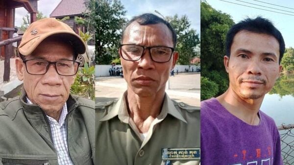 From left to right: Muth Rin (KWP), Kan Kun (CLP), and Luock Oriday. Photos from their Facebook pages. (Licadho)