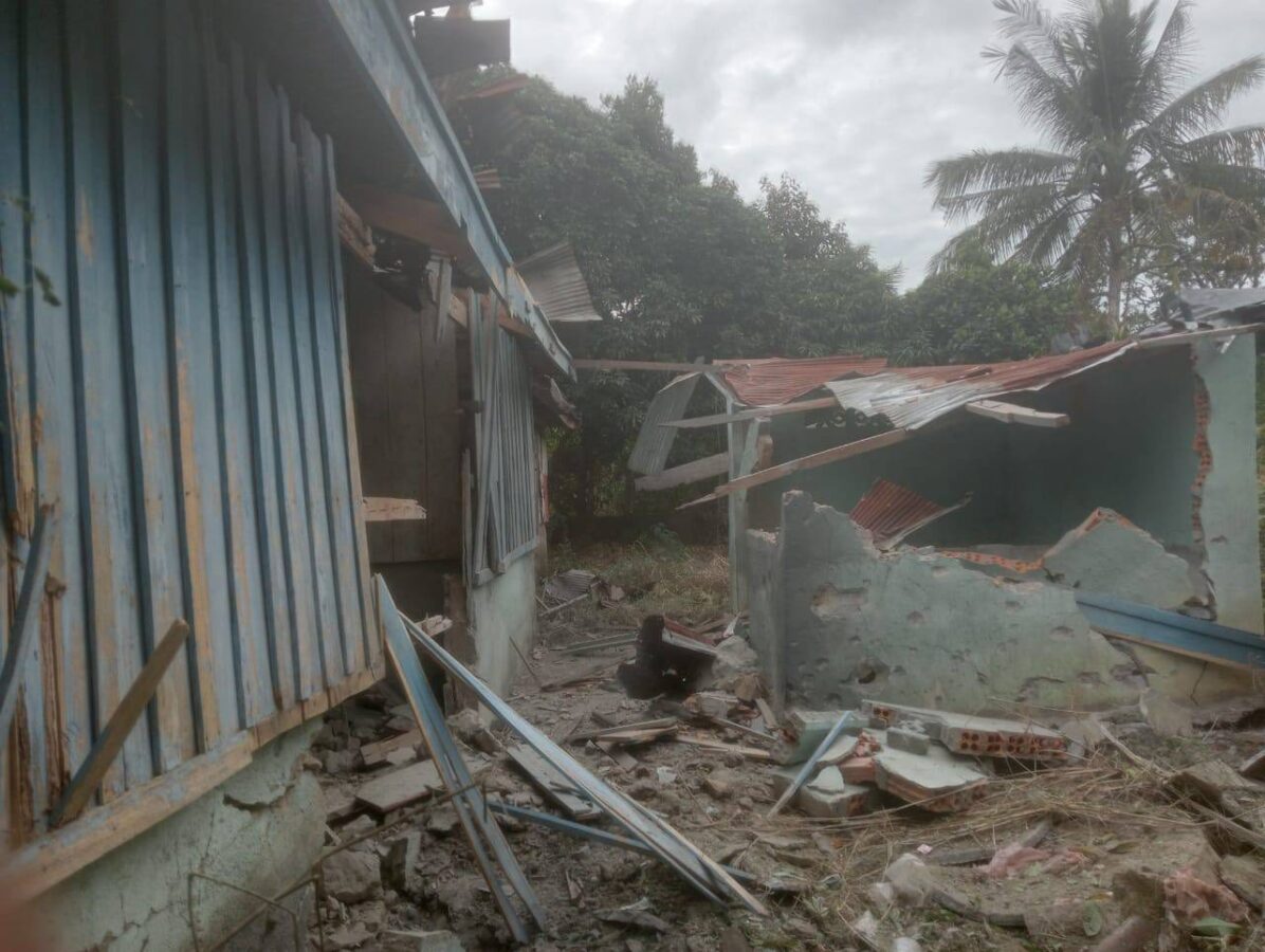 A Cambodian civilian house destroyed by the Thai military in Battambang province on December 22, 2025. (Neth Pheaktra’s Facebook)