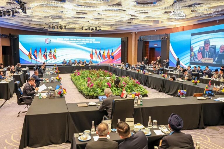 A special ASEAN Foreign Ministers’ Meeting in Malaysia discusses the Cambodia-Thailand border conflict on December 22, 2025. (MFAIC’s Facebook)